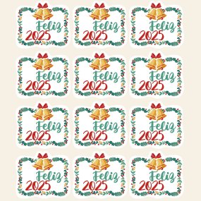 Pegatinas feliz año nuevo campanas Pegatinas feliz año nuevo campanas