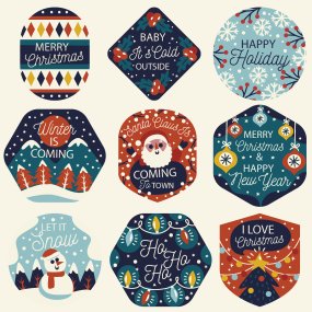 Autocollants de noël au style géométrique