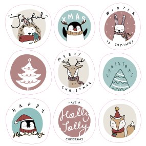 Pegatinas navideñas estilo vintage Pegatinas navideñas estilo vintage