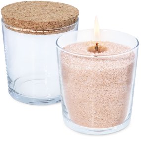 Verre 350 ml lisse avec couvercle en liège pour bougies Verre 350 ml lisse avec couvercle en liège pour bougies