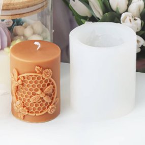 Moule bougie cylindrique ruche et abeille