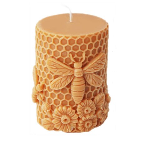 Molde vela cilíndrica abelha e flores