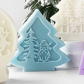 Molde árvore 2D com papai noel em relevo