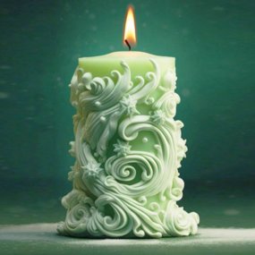 Moule bougie décoratif avec arabesques et fleurs