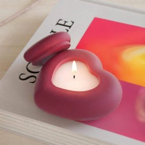 Molde corazón con tapa recipiente para velas Molde corazón con tapa recipiente para velas