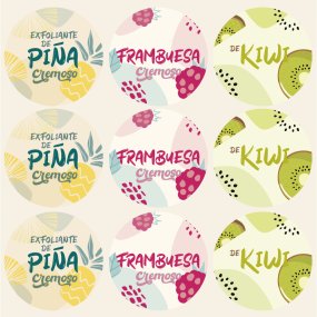 Autocolante para esfoliante cremoso de frutas