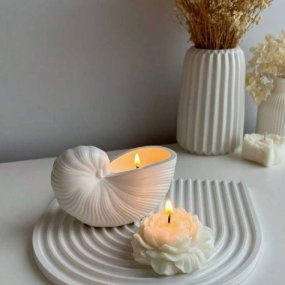 Molde recipiente concha grande vela
