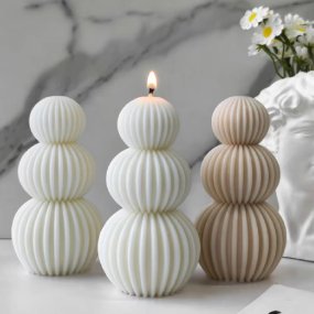 Molde para velas com 3 esferas estriadas Molde para velas com 3 esferas estriadas