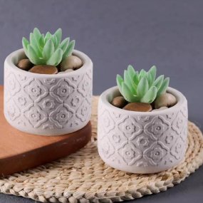 Moule récipient décoratif avec relief géométrique