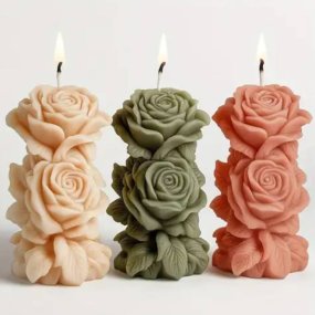 Molde de rosas realistas tipo cirio para velas