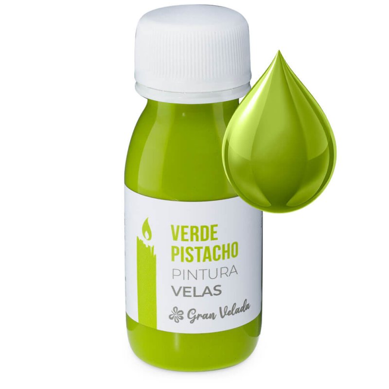 Pintura verde pistacho para velas con gota ejemplo