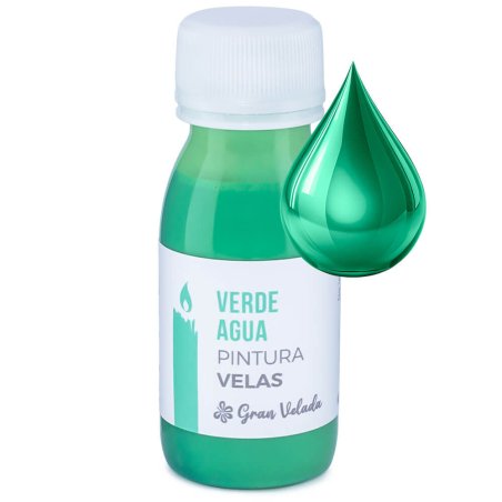 Pintura verde agua para velas con gota ejemplo