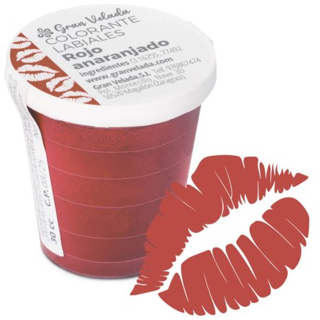 Colorante labiales rojo anaranjado con ejemplo