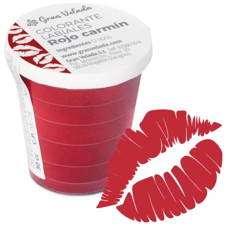 Colorante labiales rojo carmin con ejemplo
