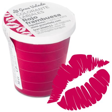Colorante labiales rojo frambuesa con labios