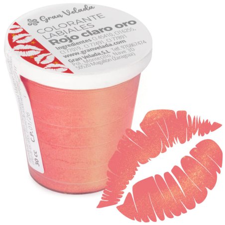 Colorante labiales rojo claro oro con ejemplo labios