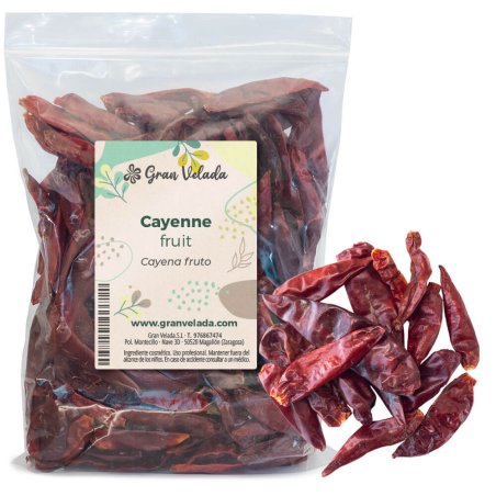 Envase de cayena con muestra