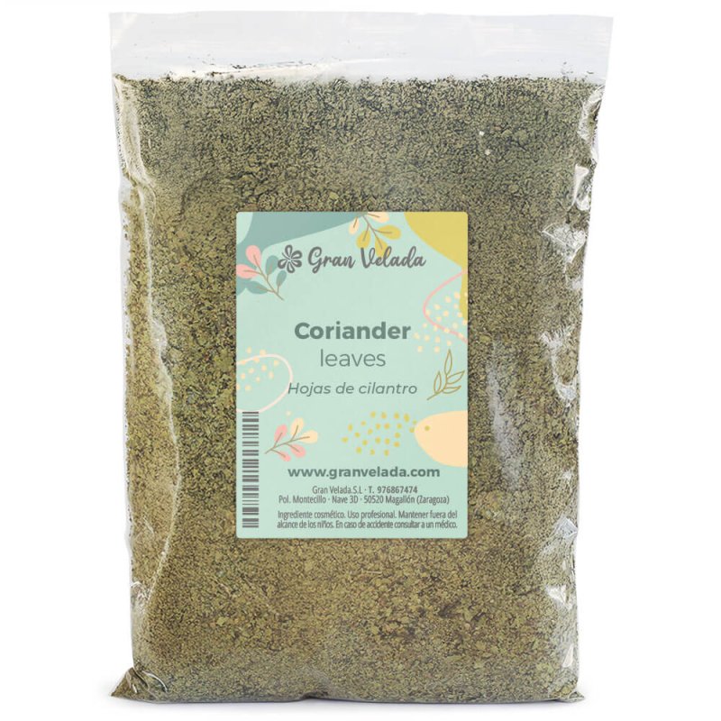 Envases hojas de cilantro seco