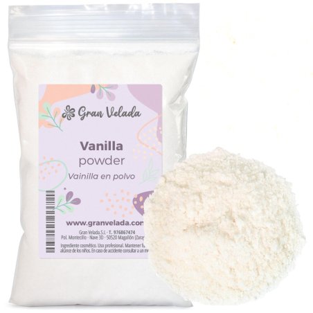 Envase vainilla en polvo con muestra