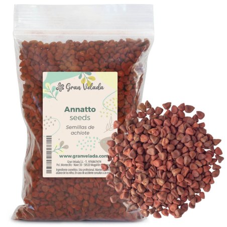 Semillas de achiote con muestra