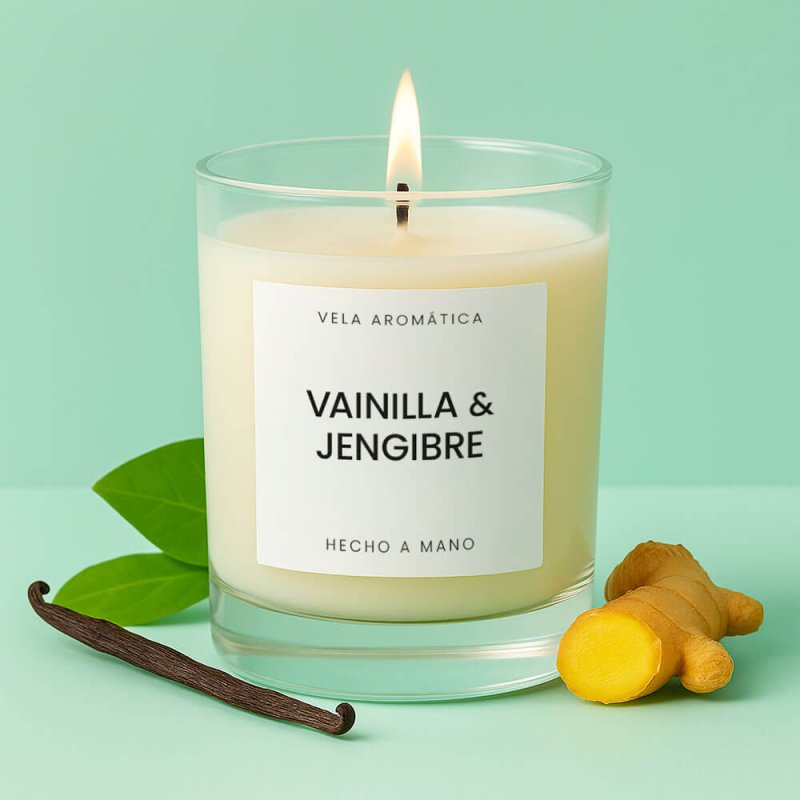 Vela con etiqueta para vela aromática minimalista personalizada