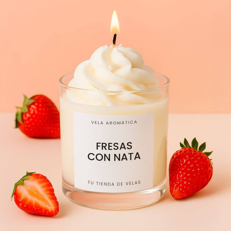 Vela con etiqueta personalizada para vela aromática minimalista