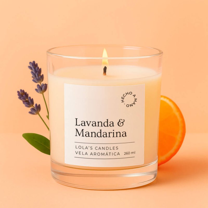 Vela aromática con etiqueta  personalizada