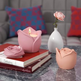 Molde recipiente para velas flor simples com tampa