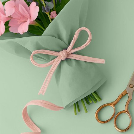 Cinta de rafia rosa bebé para ramos de flores