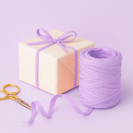 Cinta de rafia lila para envolver regalos
