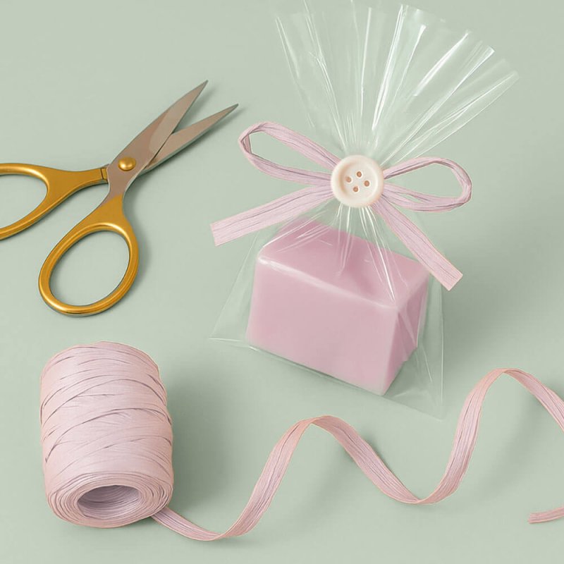 Cinta de rafia lila vintage para decorar bolsas de regalo