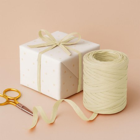 Cinta de rafia marfil para envolver regalos