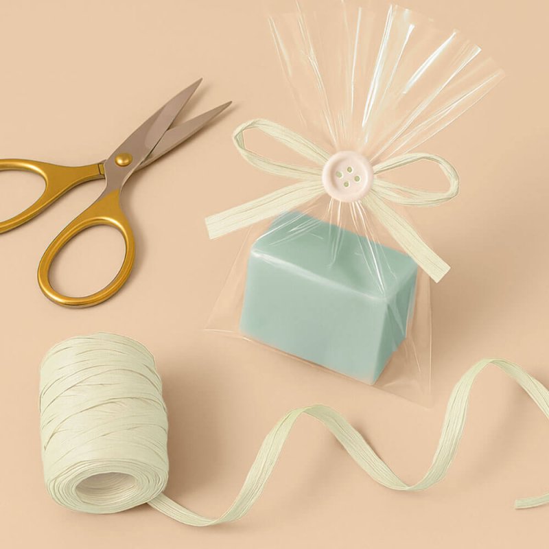 Cinta de rafia marfil para decorar bolsas de regalo