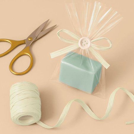 Cinta de rafia marfil para decorar bolsas de regalo