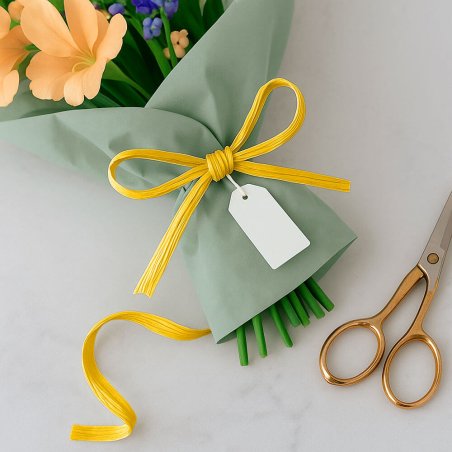 Cinta de rafia amarillo limón para hacer ramos de flores