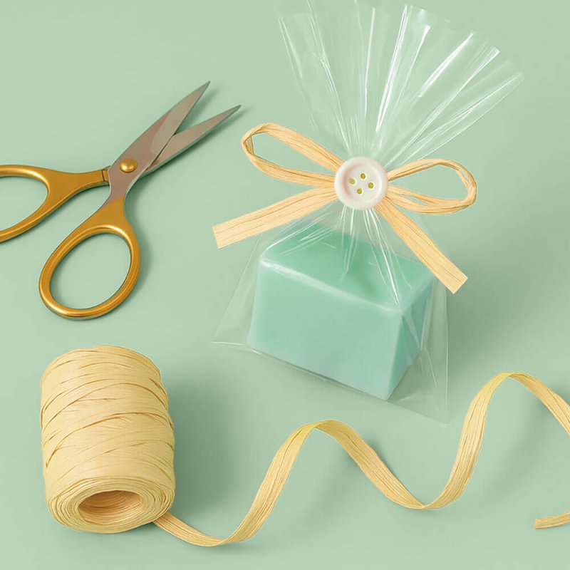 Cinta de rafia vainilla para cerrar bolsas de regalo