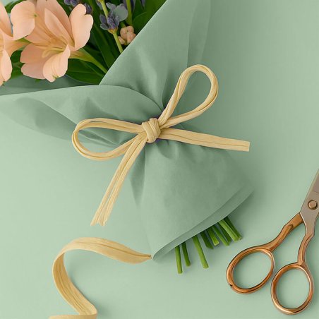 Cinta de rafia vainilla para ramos de flores