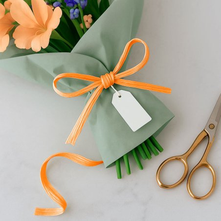 Cinta de rafia naranja para ramos de flores