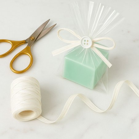 Cinta de rafia blanca para decorar bolsas de regalo