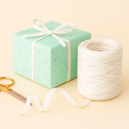 Cinta de rafia blanca para envolver regalos
