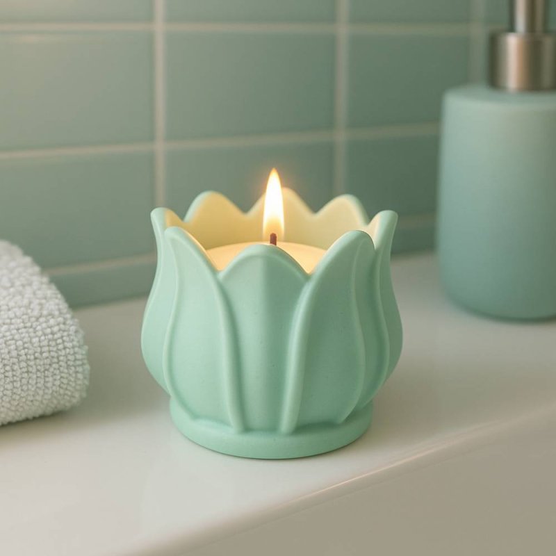 Molde recipiente de vela tulipanes