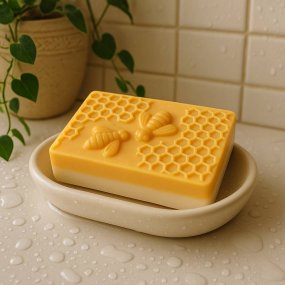 Molde sabão retangular colmeia com duas abelhas