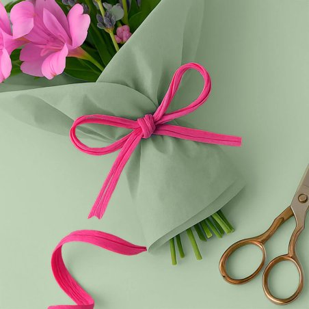 Cinta de rafia fucsia para ramos de flores