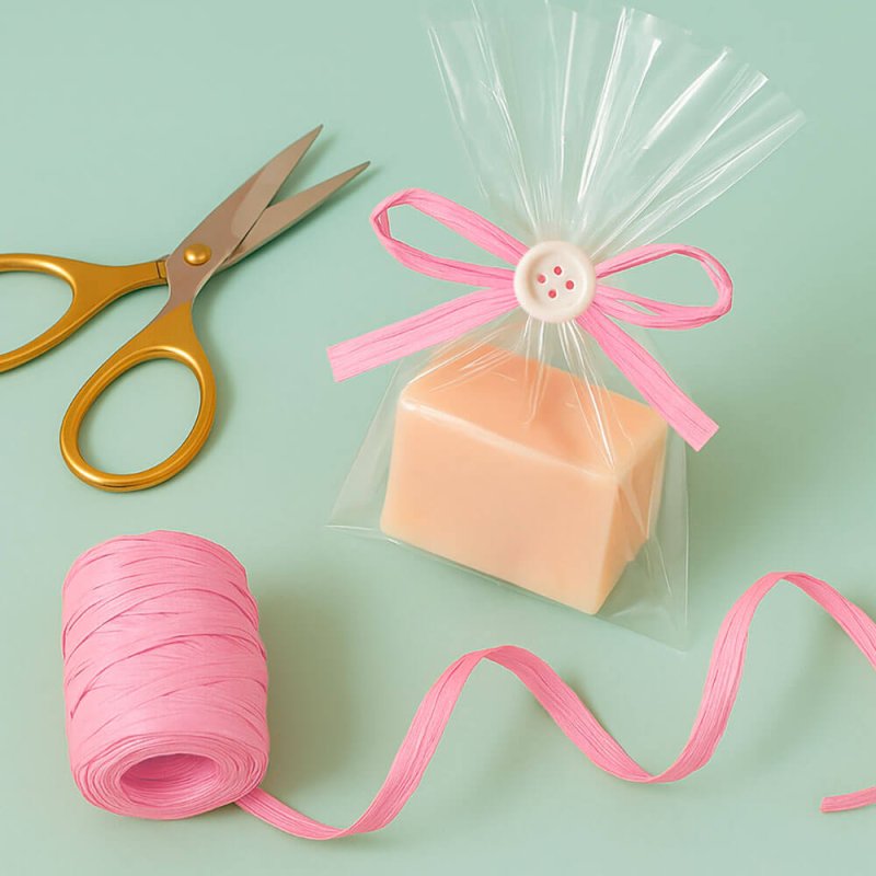 Cinta de rafia rosa chicle para decorar bolsas de regalo