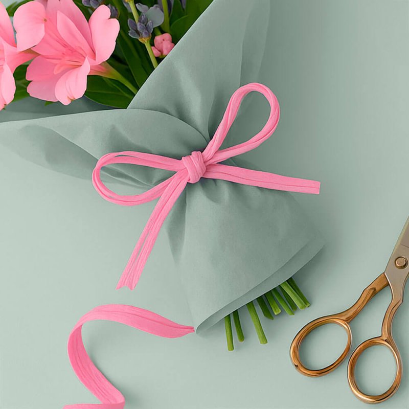 Cinta de rafia rosa chicle para ramos de flores