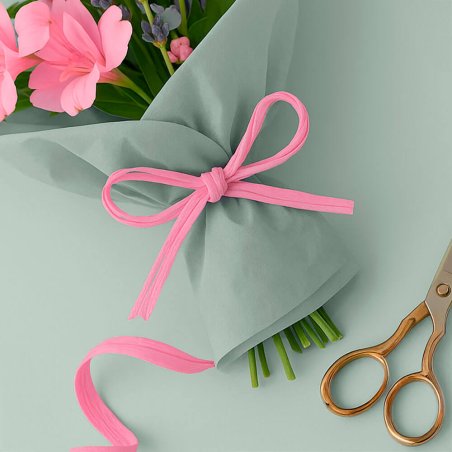 Cinta de rafia rosa chicle para ramos de flores