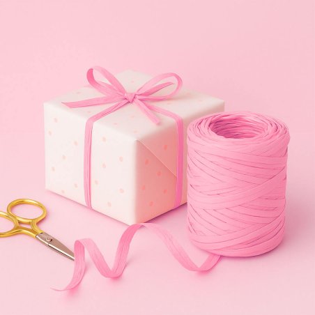 Cinta de rafia rosa chicle para envolver regalos