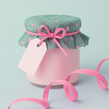 Cinta de rafia rosa chicle para decorar tarros