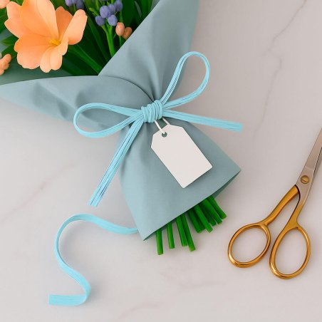 Cinta de rafia azul celeste para ramos de flores