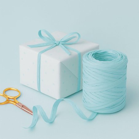 Cinta de rafia azul celeste para envolver regalos